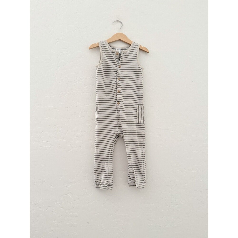 H&M Kids 4T Striped Sleeveless Romper Jumpsuit Neutral Cotton Boho